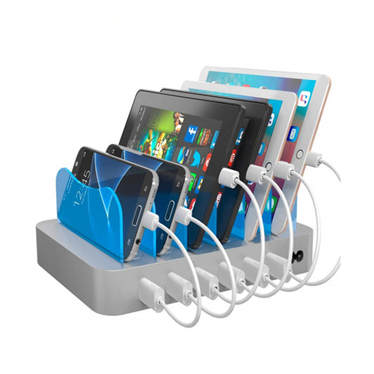 COOLBABY USB Charging Dock - 6 Ports Fast Charging Station For Multiple Devices Apple - Multi-Device Charger Station - Compatible With Apple IPad IPhone And Android Phones And Tablets - COOL BABY