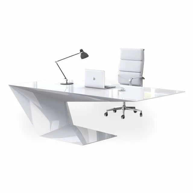 Huimei Glossy Executive Office Table, Glossy White, BG-9903-160 - COOLBABY