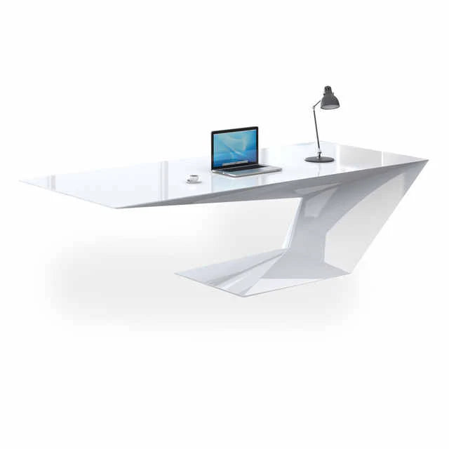 Huimei Glossy Executive Office Table, Glossy White, BG-9903-160 - COOLBABY