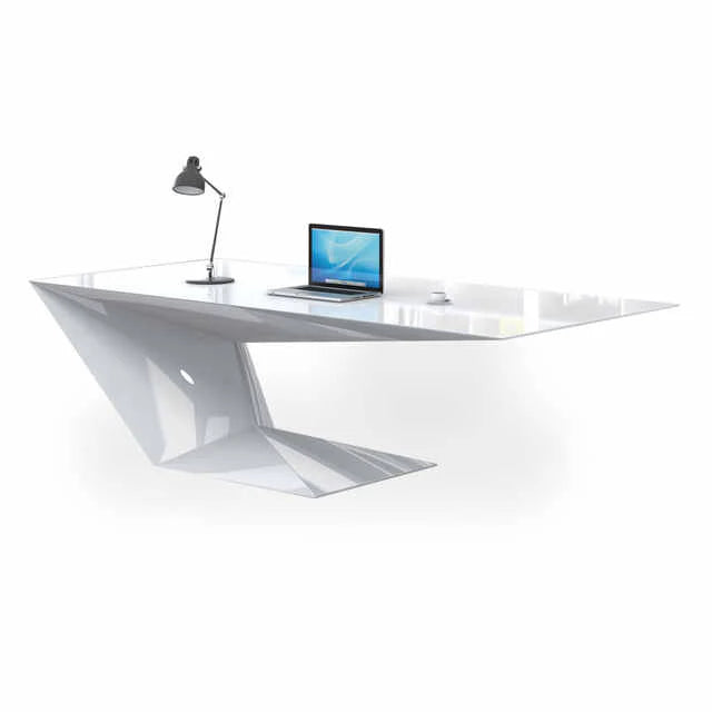 Huimei Glossy Executive Office Table, Glossy White, BG-9903-160 - COOLBABY