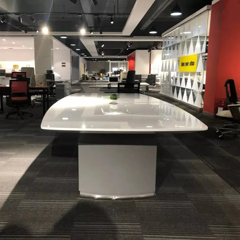 BG-9936 Glossy White Meeting Table 360 cm | Executive Conference Table with Power & USB Ports