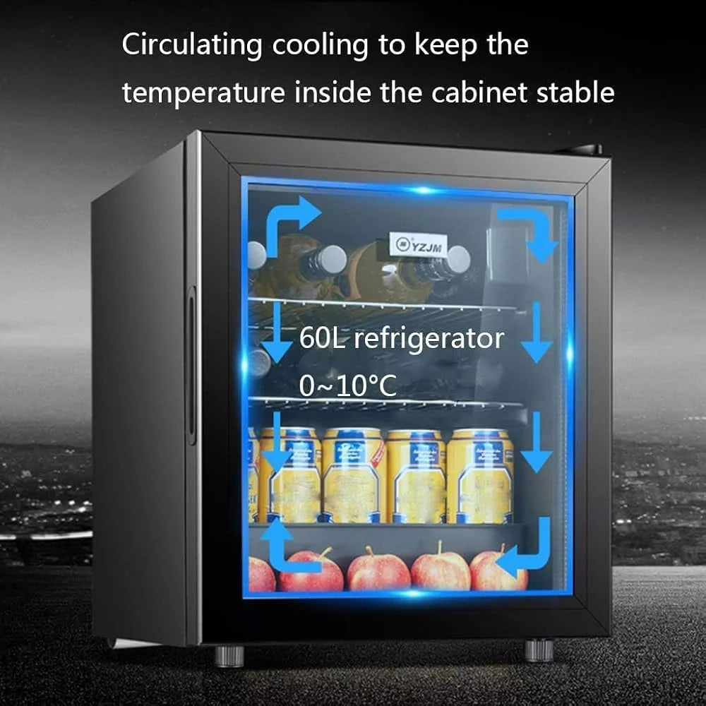 50L Glass Beverage Refrigerator | 55W Mini Drinks Fridge with Double Glass Door