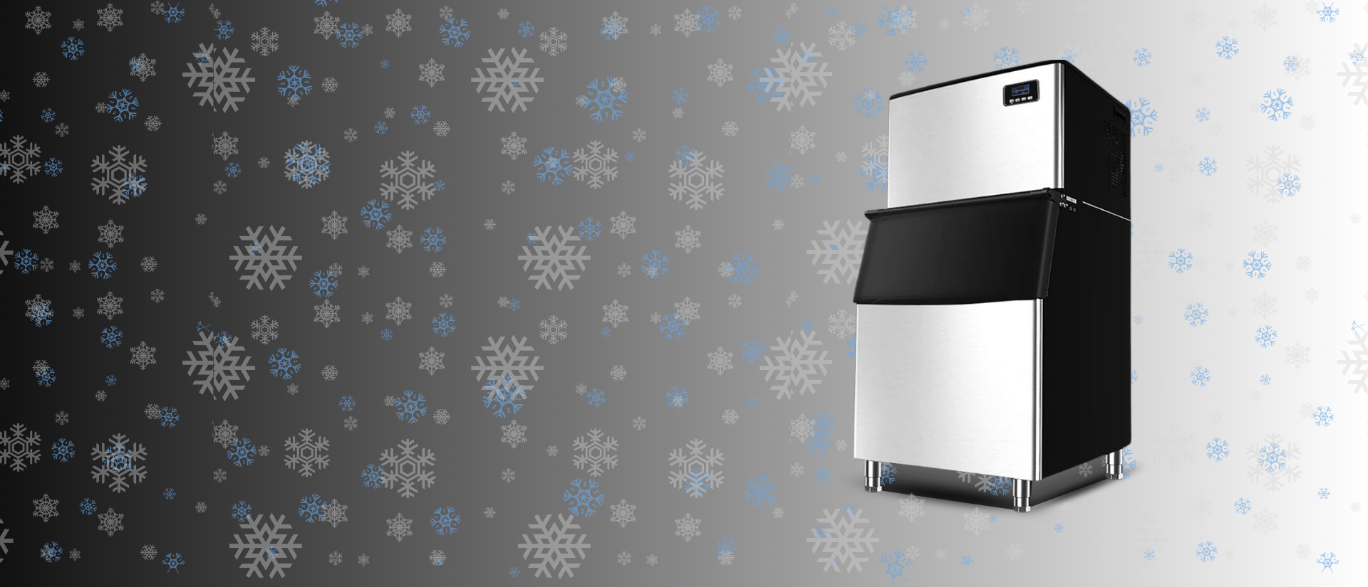 Ice machine with snowflake pattern on a gray background