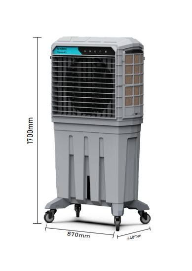 Portable Industrial Evaporative Air Cooler, 125L - Indoor And Outdoor Areas - With Strong Wheels & Brakes - COOLBABY