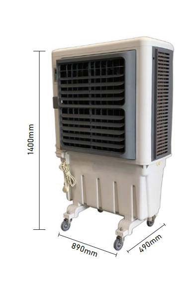 Portable Industrial Evaporative Air Cooler, indoor and outdoor areas, with strong wheels & brakes - COOLBABY