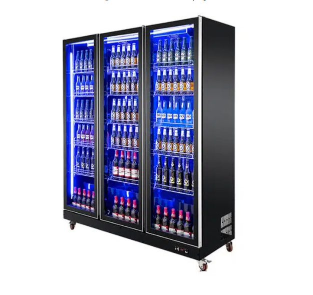 3 Door Commercial Display Refrigerator/Chiller, Full Glass Door, BLACK - COOLBABY