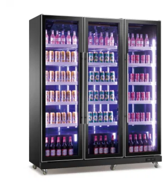 3 Door Commercial Display Refrigerator/Chiller, Full Glass Door, BLACK - COOLBABY