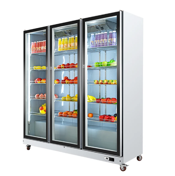 3 Door Commercial Display Refrigerator/Chiller, Full Glass Door, BLACK - COOLBABY