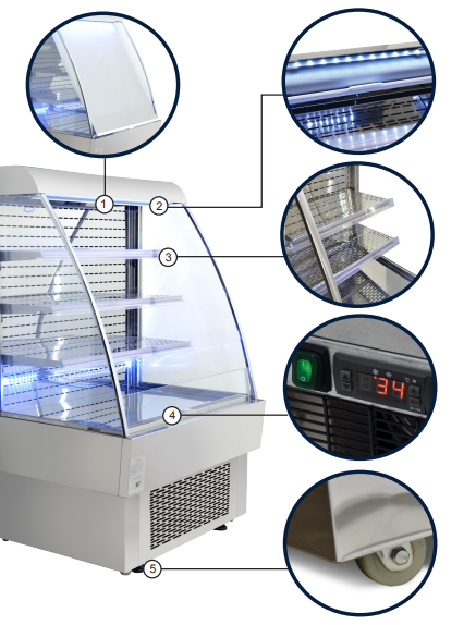 Display Open Cooler/Chiller, Open Front, 3 Nos Glass Shelves, Bright LED Lighting - COOLBABY