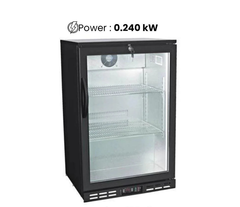 Bar Cooler Black With Single Hinged Door, Capacity 125L - COOLBABY