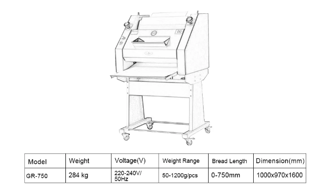 Commercial Bakery Equipment Loaf Toaster Baguette Moulder, Bread Moulder Machine Dough Moulder - Capacity 100kg/h - COOLBABY