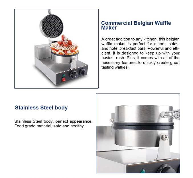 Commercial Waffle Maker with Interchangeable Plates Non-Stick Waffle Making Machine - COOLBABY