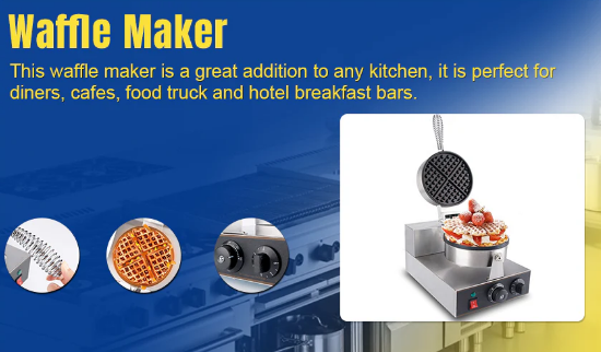 Commercial Waffle Maker with Interchangeable Plates Non-Stick Waffle Making Machine - COOLBABY