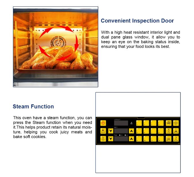 60L Table Top 5 Trays Electric Convection Steam Oven With Rack Industrial Bakery Convection Oven Commercial - COOLBABY