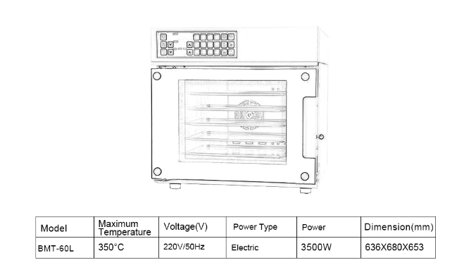 60L Table Top 5 Trays Electric Convection Steam Oven With Rack Industrial Bakery Convection Oven Commercial - COOLBABY