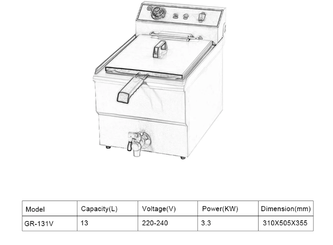 13L Stainless Steel Deep Fryer For Potato Chips 3300W With Temperature Limiter - COOLBABY