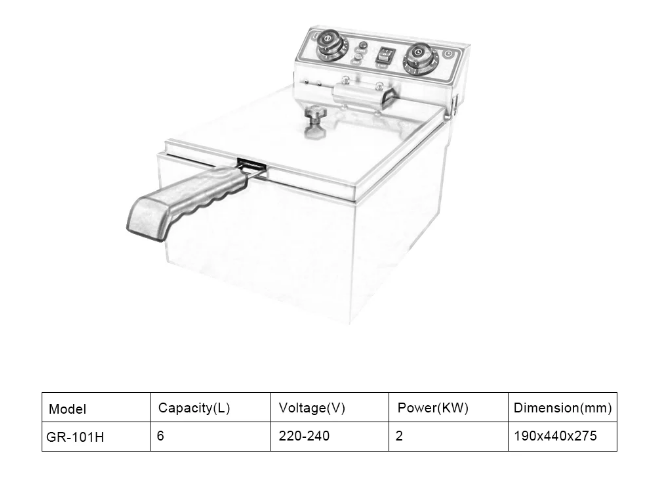 6L Single Basket Electric Fryer - COOLBABY