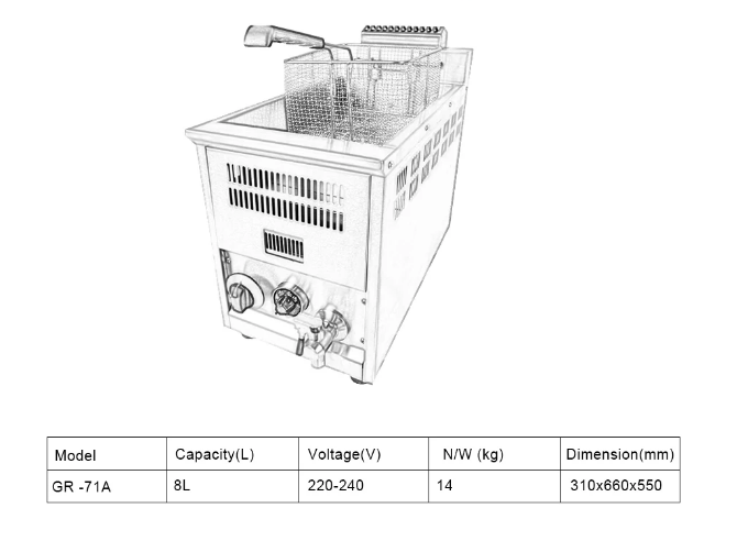 8L Stainless Steel Electric Deep Fryer For Fast Food Restaurant - COOLBABY