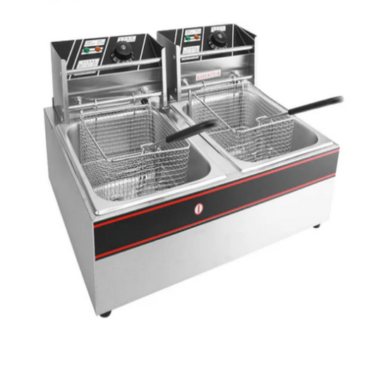 Electric Countertop Restaurant Fryer with double tanks - Capacity 5.5L+5.5L