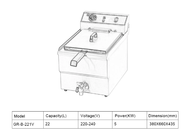 22L Commercial Electric Turkey Deep Fryer With Front Drain - COOLBABY