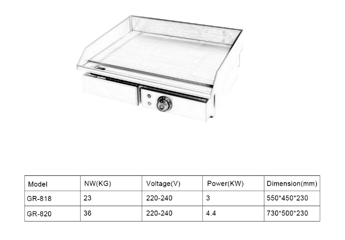 Commercial Electric Tabletop Flat Griddle Machine - COOLBABY