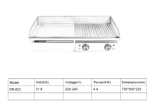 Commercial Stainless Steel Electric Flat Grill Griddle Plate - COOLBABY