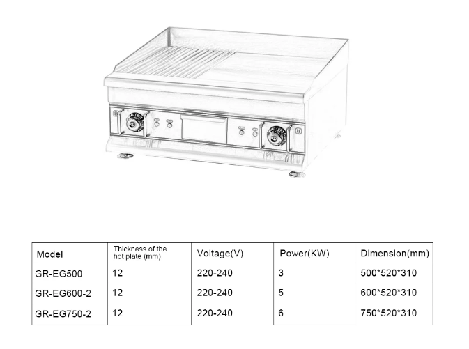 Stainless Steel Food Tabletop Grill Adjustable Temp Control Restaurant Grill - COOLBABY