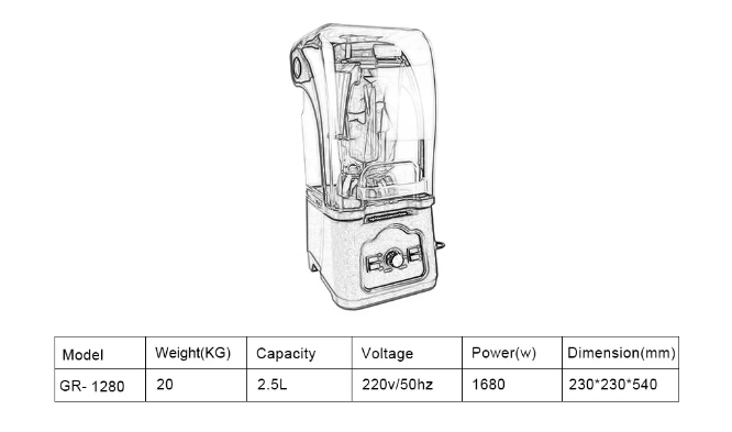 1680W Strong Power Ice Crusher Drink Smoothie Maker Commercial Blender With Soundproof - COOLBABY