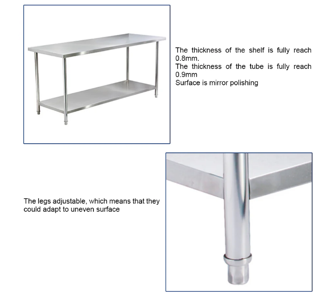 Stainless Steel Working Table Commercial Kitchen Equipment - COOLBABY