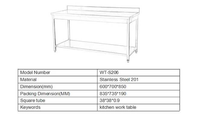 Stainless Steel Working Table Commercial Kitchen Equipment - COOLBABY