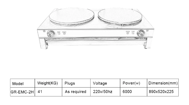 Grace Professional Stainless Steel Commercial Non-Stick Electric Double Crepes Maker - COOLBABY