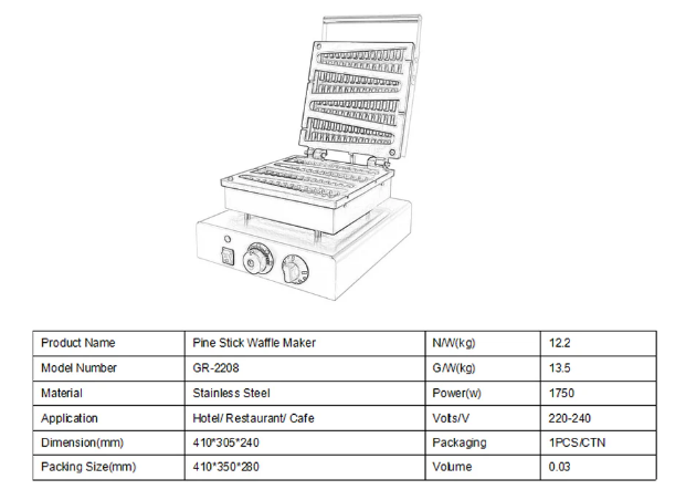 Commercial Electric Lolly Waffle Maker/ Waffle Stick Maker /Stick Waffle Maker Machine - COOLBABY