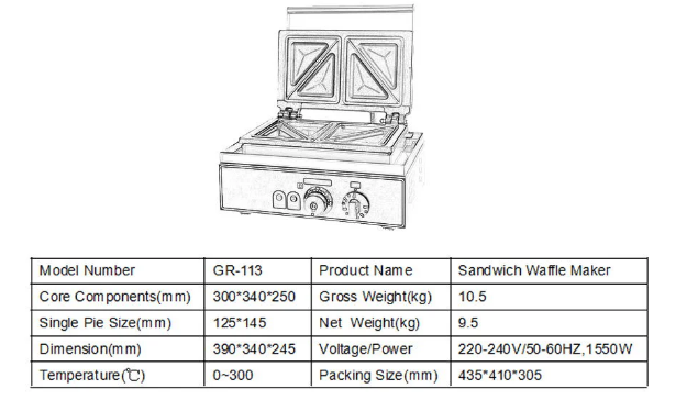 Electric Commercial Breakfast Sandwich Explosion Pulp Toast Non-Stick Sandwich Waffle Maker - COOLBABY