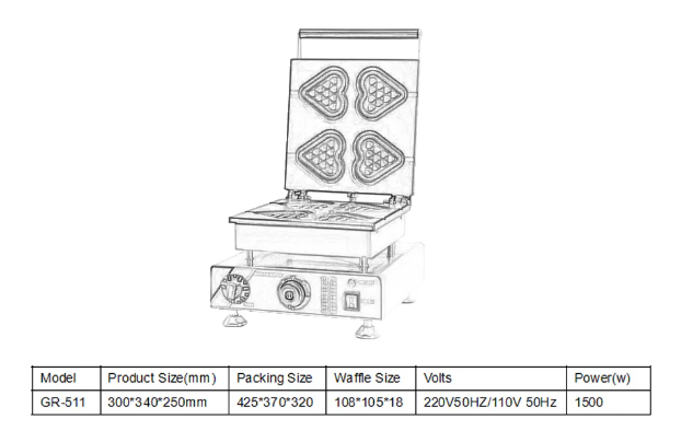 Commercial Snack Machine Heart Egg Bubble Stainless Steel Heart Waffle Maker - COOLBABY
