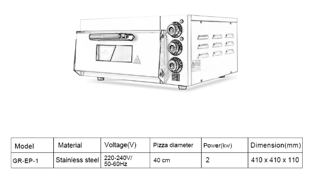 Commercial Kitchen Baking Bakery Equipment One Deck One Layer Pizza Oven Electric - COOLBABY