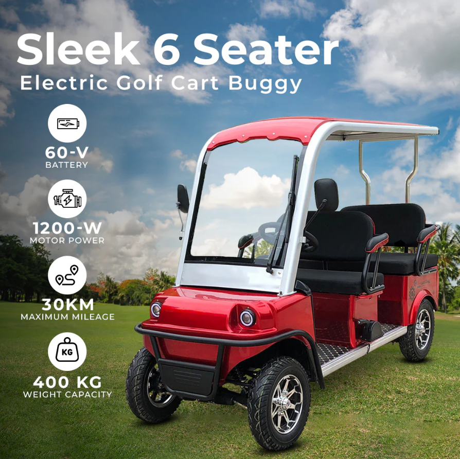 Wheels Sleek 6 Seater Electric Golf Cart Buggy - COOLBABY