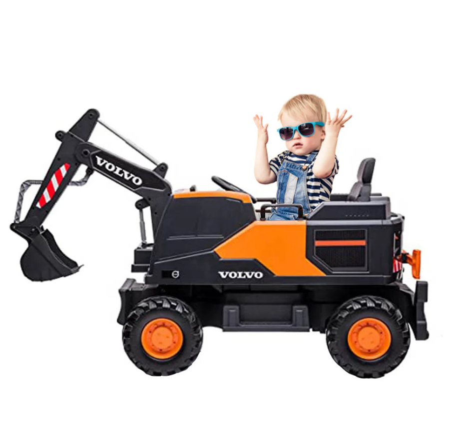 Kids Electric Ride On 12V Licensed Volvo Excavator Truck With RC - COOLBABY