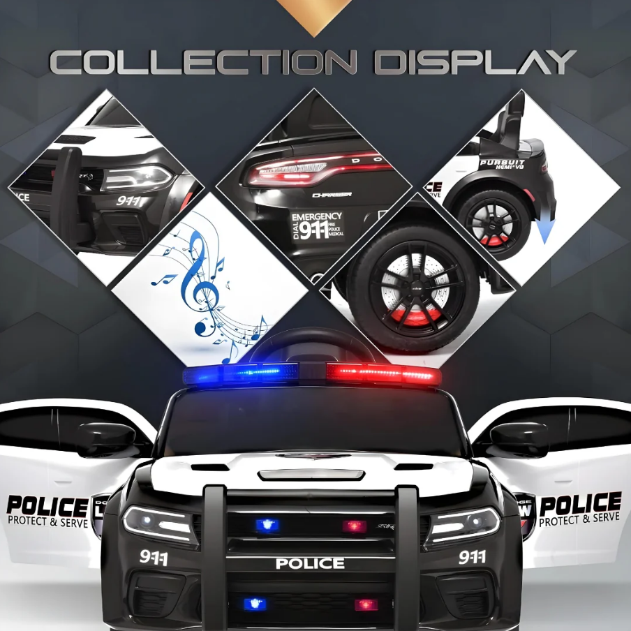 Kids Electric Ride On Police Licensed Dodge 12 V Car - COOLBABY