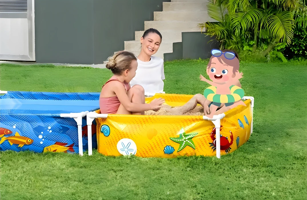 Rectangular Child Frame Pool Above Ground Swimming Pool Outdoor Water Sand play Pool - COOLBABY