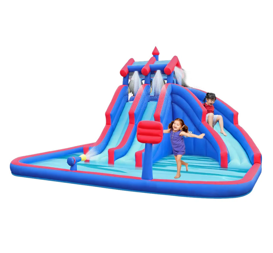 Inflatable Water Lagoon Park With Large Water Slides And Basket Ball Hoop - 5.51 * 4.82 * 3.04 m - COOLBABY