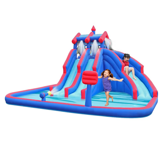 Inflatable Water Lagoon Park With Large Water Slides And Basket Ball Hoop - 5.51 * 4.82 * 3.04 m - COOLBABY