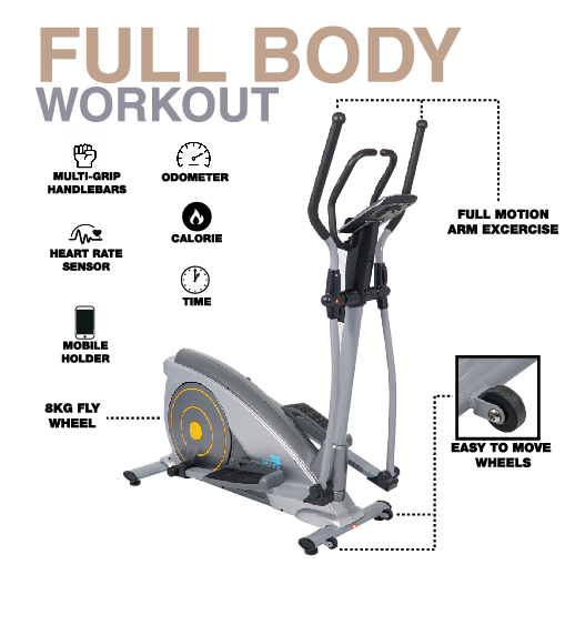 Elliptical Exercise Machine, with Hyper-Quiet Magnetic Driving System, 15 Resistance Level - COOLBABY