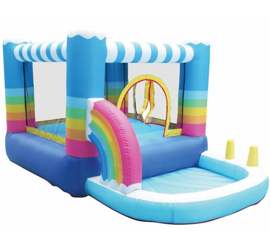 Inflatable Rainbow Bounce House With Built-In Ball Pit-Multi Color - COOLBABY