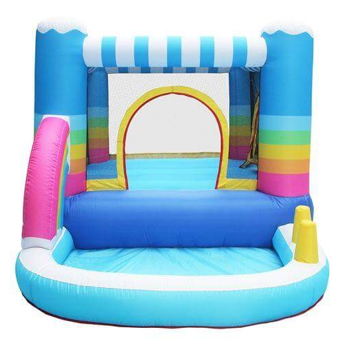 Inflatable Rainbow Bounce House With Built-In Ball Pit-Multi Color - COOLBABY