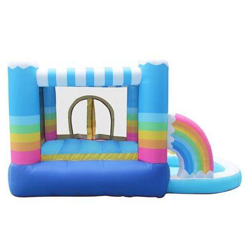 Inflatable Rainbow Bounce House With Built-In Ball Pit-Multi Color - COOLBABY