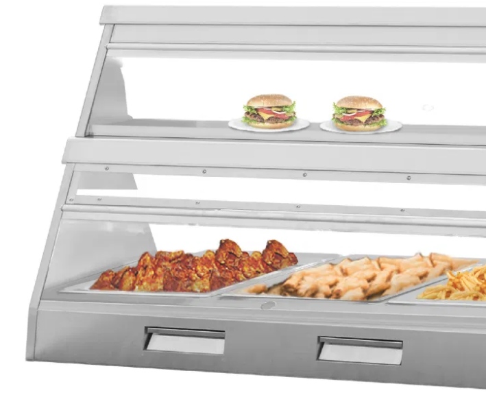 2 Layer Display Showcase, Stainless Steel Warming Food Showcase - COOLBABY