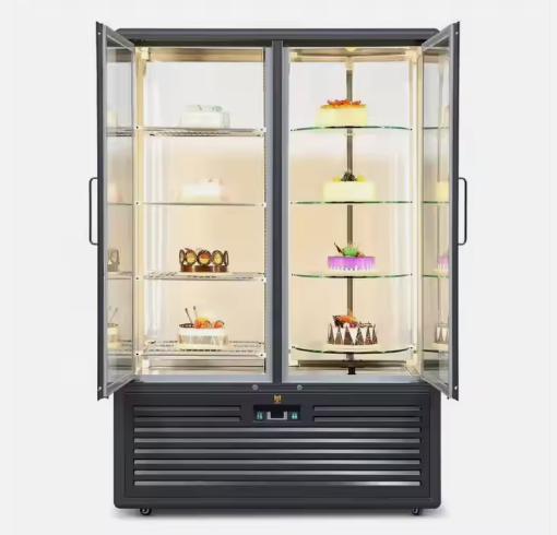 2 Doors Upright Cold Showcase, Refrigerator Bakery Cake - Black - COOLBABY