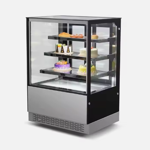 Cake Showcase, 4 Tiers Square Glass Cake Display Refrigerator - COOLBABY