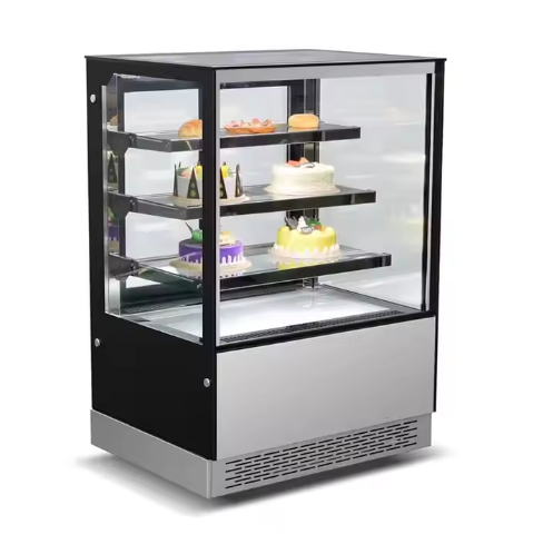 Cake Showcase, 4 Tiers Square Glass Cake Display Refrigerator