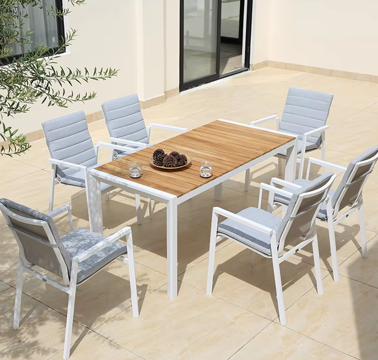 Aluminum Frame 6-Seater Outdoor Dining Table - COOLBABY